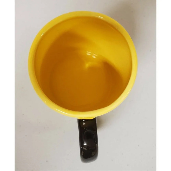 Burton & Burton Smiley Face Mug Cup Yellow with Black Eyes Smile & Handle - Picture 3 of 6